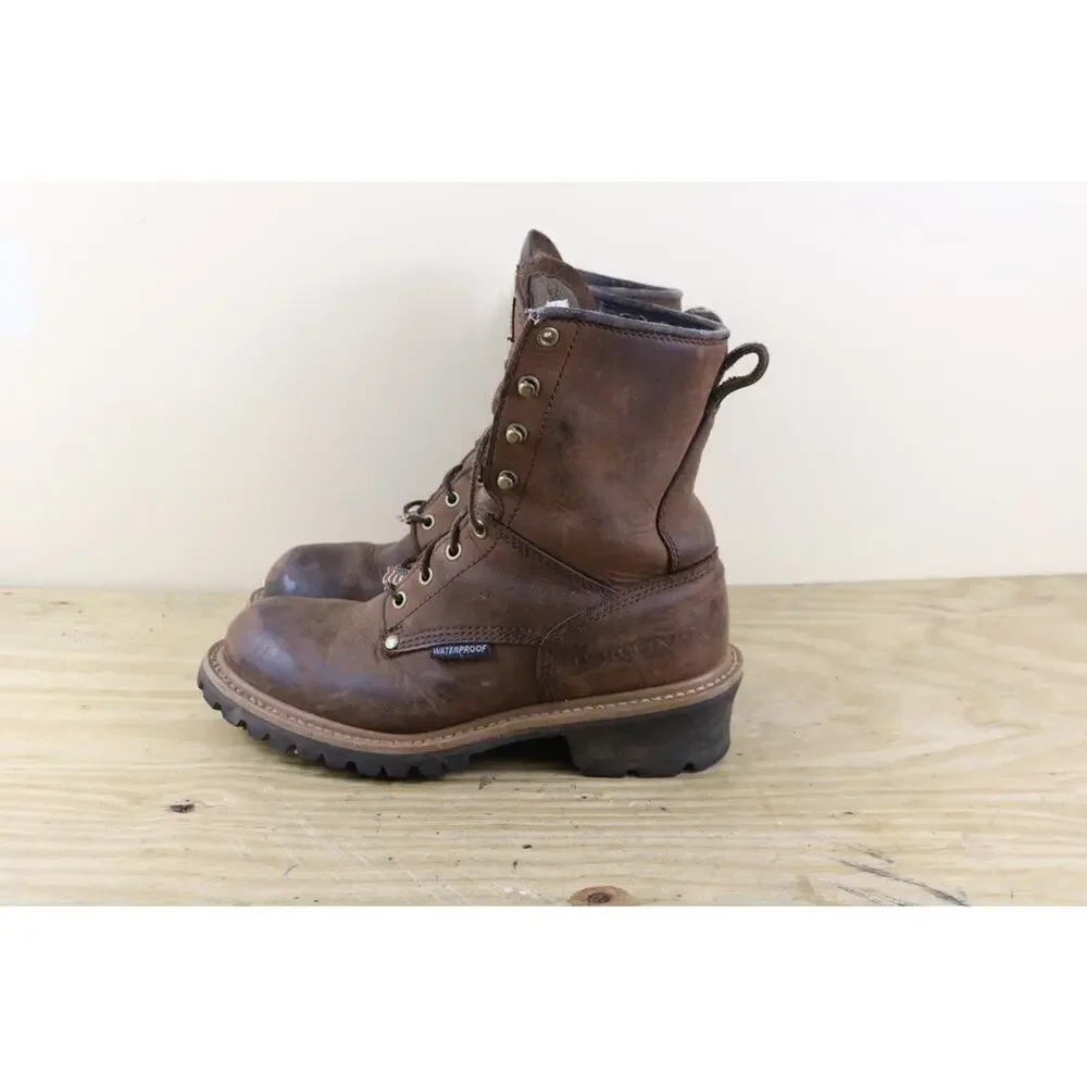 Carolina Boots Mens 8D Brown Leather Logger Steel Toe Insulated Work Boot